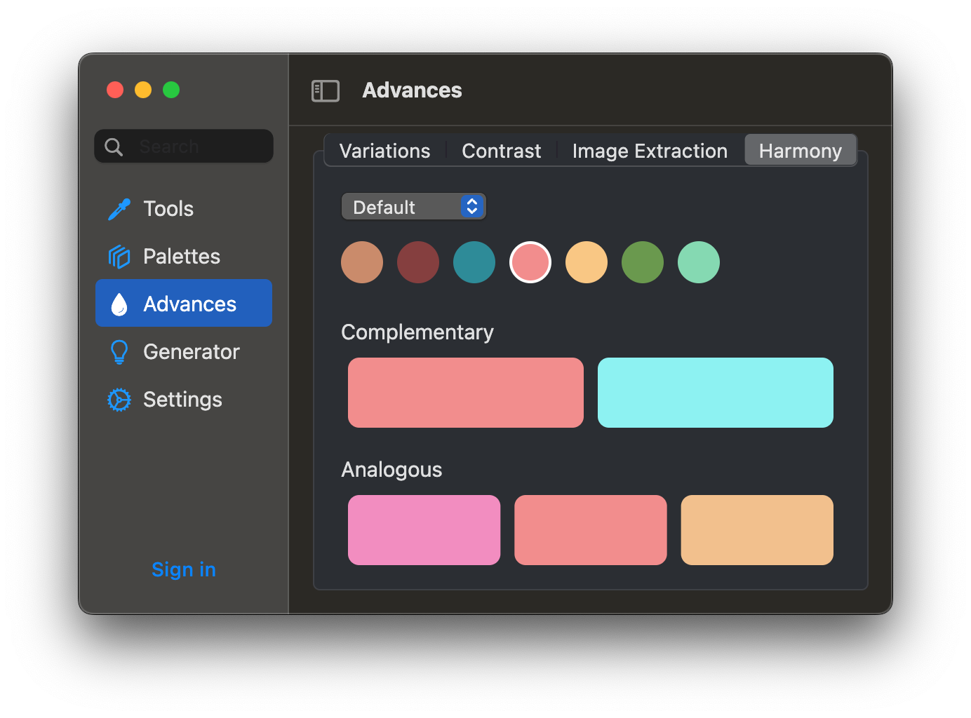 ColorOne Color Harmony Generator creating balanced color schemes for professional design